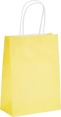 Gift bags Size M 12 pieces Kraft paper bags with handle for party gifts (21 x 27 x 11 cm) by cool baby yellow.. Shopping made simple with DIAYTAR NIGERIA's vast selection and budget-friendly nationwide delivery.