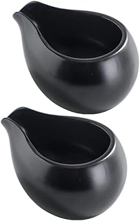 Yardwe Pichet burning porcelain sauce boat boat: 2 pieces mini ceramic cream cup saucer black poucherous coffee milk crema plug.. DIAYTAR NIGERIA: Where shopping meets satisfaction with affordable prices and reliable 5-8 day shipping.