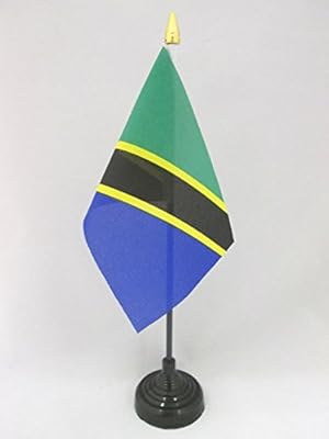 Table flag az Tanzania flag 4 "x 6" - Tanzanian office flag 15 x 10 cm - Golden rod top.. Discover unbeatable variety on DIAYTAR Nigeria — shop today, delivered this week.