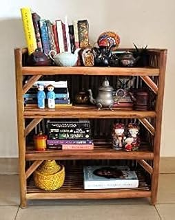 Bamboo wood shelf with 4 layers for books, newspapers/gardening plants/shoes and slippers and utility storage support for cupboard (brown lacquer).. DIAYTAR NIGERIA: Bringing quality products to every Nigerian home at prices everyone can afford.