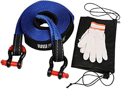 Towing strap for 5m x 4t and 2 rings in D 5/8 "Recovery kit for truck Jeep ATV UTV with gloves of blue emergency kit.. Shop without limits at DIAYTAR NIGERIA and receive your purchases at budget prices within the week.