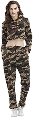 Gaoshuihuaalq T-shirt Women Camouflage plus velvet hoodie + Pants two short sections of recreational sports costume (color: green camouflage, size: s).. Your shopping dreams realized through DIAYTAR NIGERIA's affordable platform with reliable delivery times.
