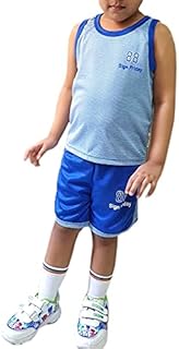 T-shirt and sports shorts for boys and girls, relaxed summer clothes, basketball and football set, blue.. Transform your online shopping experience with DIAYTAR NIGERIA's affordable and diverse marketplace.