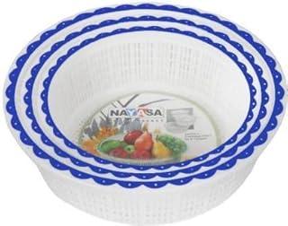 Nayasa fruit basket, round plastic container, set of 3 -piece vegetable baskets - Round jingle (blue).. Your ideal shopping companion, DIAYTAR NIGERIA offers unmatched variety with delivery within a week.