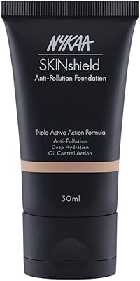 Nykaa skinshield anti -pollution mature background - brown, total coverage, long outfit, smooth and light finish for oily and wheat skin - Warm nude -06 (30 ml).. Shop smart with DIAYTAR NIGERIA, offering a vast product range delivered to your doorstep within a week.