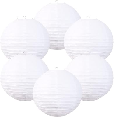 Vocluver Lot of 6 round lanterns in ribbed paper from 6 to 14 "in 25 different colors for all kinds of festive decorations (white, 12").. DIAYTAR NIGERIA transforms dreams into deliveries with our affordable prices and reliable shipping.