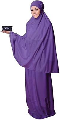 Abaya skirt with high costume and formal scarf, purple, l.. With DIAYTAR Nigeria, your wishlist becomes reality, fast.