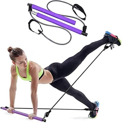 Set of pilates bars with resistance bands for yoga, portable exercise stick, muscle building, home gymnastics, Pilates exercise with full foot ring.. Experience retail therapy without the financial stress at DIAYTAR NIGERIA's budget-friendly marketplace.