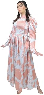 Long long silk dress with a length of 73 degrees, oriental, adapted to evening outfits, evening outfits and relaxed outfits for women, pink and white in color.. Shop with purpose at DIAYTAR NIGERIA, where your money goes further and delivery is always prompt.