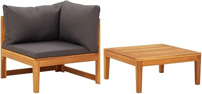 2 -piece set in solid acacia wood fedexcel with dark gray cushions for outdoor porch bench and lounge chair.. DIAYTAR NIGERIA delivers more than expected with our extensive catalog and 5-8 day delivery service.