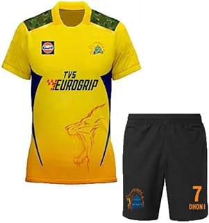Thala Thala Dhoni 7 T-shirt with CSK children's and boys shorts.. DIAYTAR NIGERIA delivers affordability and convenience with every purchase, shipped within the week.