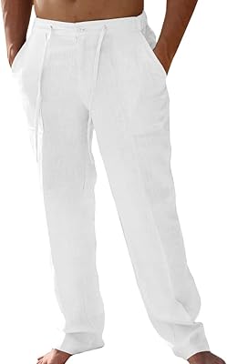 District linen pants with loose cut and straight legs with elastic tightening cord at the waist for summer, beach and yoga.. Transform your shopping experience with DIAYTAR NIGERIA's vast product selection delivered at unbeatable prices.