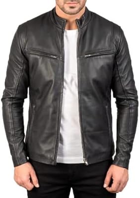 Men's natural lamb leather biker jacket for men, black.. DIAYTAR NIGERIA delivers more than purchases - we deliver affordable shopping solutions within the week.