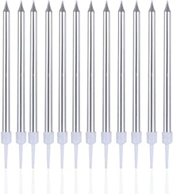 Beauty 12 pieces birthday cake candles in 12 cm length silver for birthday party decoration, wedding, baby shower (money).. Your ultimate shopping destination, DIAYTAR NIGERIA combines extensive selection with affordable shipping.