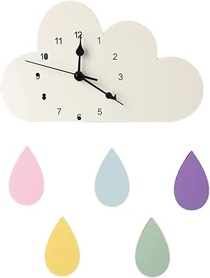 Rainbow clock, northern electronic cartoon carton rainbow clock silencer silent wooden wall clock decorative black rainbow 28x16cm rainwater drops.. Shop with purpose and save with DIAYTAR NIGERIA's extensive platform and nationwide delivery service.