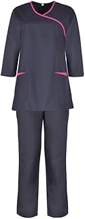 Long -sleeved cleaning lady uniform, medical combination of cleaning lady and 3/4 sleeve nanny, gray with pink.. Shop with confidence at DIAYTAR NIGERIA, enjoying competitive prices and delivery within 8 days.