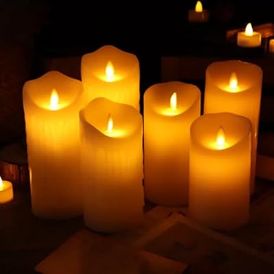 Monsi Lot of 6 hot white LED tea candles, candles pillar in real wax without flame with battery for Diwali, wedding, Christmas, interior decoration (5 cm in diameter).. DIAYTAR NIGERIA revolutionizes e-commerce with our affordable prices and dependable delivery timeframes.