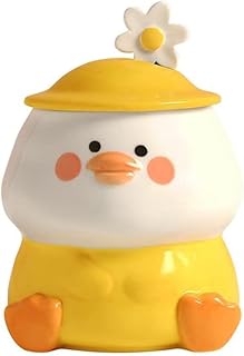 Cute funny coffee cup with yellow ceramic duck design with spoon.. DIAYTAR NIGERIA: Your trusted partner for affordable online shopping with reliable delivery timeframes.