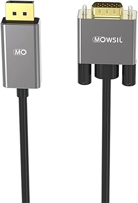 Displayport cable to VGA for mice, 2 m, gray.. Experience shopping satisfaction with DIAYTAR NIGERIA's vast selection and nationwide delivery service.