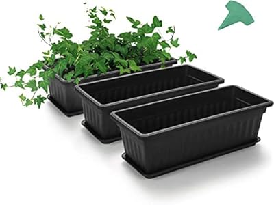 3 packages of plastic vegetable planters of 17 -inch black flower planters with 15 plant labels, for window sill, patio, garden, interior decoration, porch.. DIAYTAR NIGERIA: Where countless products meet affordable prices and reliable nationwide shipping.