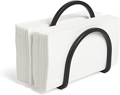 Umbra square towel holder for kitchen and cocktails, curved metal wire resembling cast iron, black, model 1005748-040.. DIAYTAR NIGERIA: Where thousands of products meet affordable prices and reliable 5-8 day delivery.