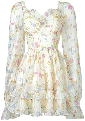 Homomo long elegant summer dress a flower room, Fairy Korean dress with long sleeves for the beach and the mini-frets (color: floral dress, size: m).. DIAYTAR NIGERIA: Where every shopping need is met with affordable prices and timely delivery.