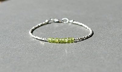 Silver silver silver bracelet end peridot, stackable bracelet of delicate green precious stones, August birth stone, lean stack, silver silver silver silver plated 4.0mm.. Join the movement — fast, affordable shopping only at DIAYTAR Nigeria.
