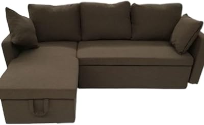 L-shaped sofa bed with cushions sulcha girl (brown).. Shop confidently with DIAYTAR NIGERIA, offering affordable prices and reliable delivery within a week.