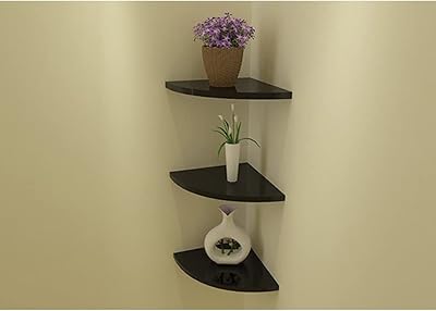 Floating wall shelf with 3 levels, quarter -round storage shelves, bathroom, kitchen, bedroom, living room (40 cm, black).. DIAYTAR NIGERIA: Redefining online shopping with unbeatable prices and consistent delivery times.