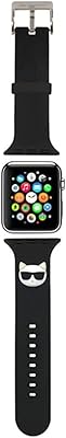 Silicone bracelet with Ras Choupette Karl Lagerfeld logo for Apple Watch 38/40 mm - Black.. Discover why thousands choose DIAYTAR NIGERIA for affordable products delivered in less than a week.