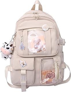 Cute Kawaii plush backpack with pins, high school accessories, large capacity, white, 1.. Quality and convenience delivered — shop DIAYTAR Nigeria now.