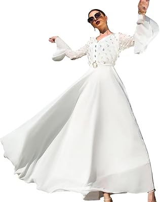 Abaya for women decorated with colored rhinestones, a long white dress with woven fabric patterns, a caftan dress with flying wrists and embroidered collar.. Experience the ease of one-stop shopping with DIAYTAR NIGERIA's diverse catalog and nationwide delivery.