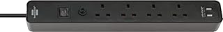 Branenstool Ecocolor 4 -way extension extension with USB locations, 4 -way multi -way with safety trigger, 2 USB chargers, 3M power switch and cable, 90 degree plug, black, 1153243006 model.. Shop smarter, not harder with DIAYTAR NIGERIA - thousands of products at your fingertips with affordable delivery.