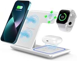 Wireless charger station, 3 -in -1 multifunction wireless charger support for Apple iPhone/IWatch/AirPods, Fast foldable Foldable Wireless charger, IPhone compatible, Samsung, Huawei. (white).. DIAYTAR NIGERIA: Making quality products accessible to all Nigerians at affordable prices.
