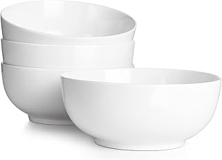 Dawin Large soup bowls stackable in ceramic of 46 ounces for the kitchen, 4 unbreakable rooms, go to the microwave and the dishwasher, 7 inch, white.. DIAYTAR NIGERIA: Where online shopping becomes effortless with budget-friendly nationwide delivery.