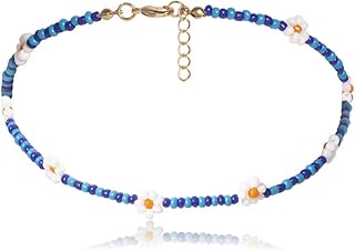 Bohemian necklace Flower Flower Blue Pearl Collar Jewelry for women and adolescent girls.. DIAYTAR NIGERIA: Bringing quality products to your doorstep at prices that won't break the bank.