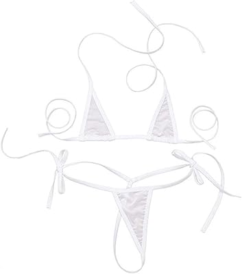 Extreme transparent bikini set for women with bare back and micro thong to tie on the side, white, one size, white, one size.. DIAYTAR NIGERIA: Where every purchase is affordable and delivery is always within a week.