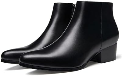 True leather boots for men, 5 cm high heels, pointed end boots with zipper, up -up shoes for men, black cowboy boots (like images 7).. DIAYTAR NIGERIA connects you with what you need at prices you'll love, delivered within 8 days.