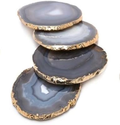 Coffee glass and tea in Natural Gray Esplanade agate - Lot of 4 - Perfect table accessories.. DIAYTAR NIGERIA: Where quality products become affordable with our nationwide shipping service.