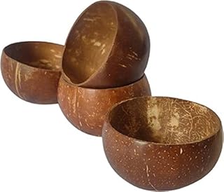 Tall Mill ecological coconut bowl, handmade from 100 % natural coconut shells (4 -room package).. DIAYTAR NIGERIA brings the marketplace experience online with affordable and reliable delivery service.