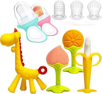 Set of baby dentition toys Les Sgy including 2 baby feeders, a fruit pacifier, 3 silicone bags of different sizes and 4 silicone chewing toys for baby baby.. Transform your online shopping experience with DIAYTAR NIGERIA's affordable and diverse marketplace.