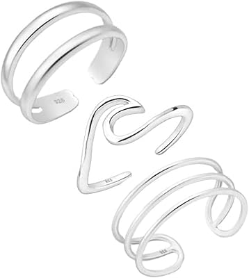 Set of open toe rings open and adjustable Sterling 925 silver for women, silver sterling.. Enjoy low prices, wide selections, and reliable delivery with DIAYTAR Nigeria.