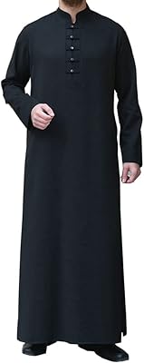 Muslim dresses with long sleeves Thobe for men Ramadan Abaya Arabia Saudi Arabia Arabic Shirt Islamic clothing from the Middle East (Color: Black, Size: XX-Large).. DIAYTAR NIGERIA: Connecting Nigerians with their needs through affordable prices and 5-8 day shipping.