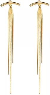 Pendant earrings with pampilles in 14 -carat gold -plated metal, 3.7 ", yellow gold, without precious stones.. Embrace the convenience of DIAYTAR NIGERIA with thousands of products at your fingertips, delivered nationwide.