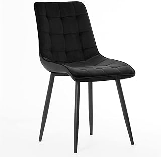 Dining room chair padded in velvet fabric with robust feet in black metal for living room and bedroom (black).. Every order, every item — DIAYTAR Nigeria delivers fast and reliably.