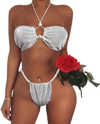 Deladola Together Bikini Scintillating Rhinestones for Women, Scintillant Crystal Swimsuit, Pearl Board and String, Set of swimsuits, Middle, Polyester, Crystal.. Quality and convenience delivered — shop DIAYTAR Nigeria now.
