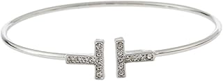 Adjustable double T -shaped bracelet for female brass and 18 -carat gold -plated zircon.. Shop with purpose and save with DIAYTAR NIGERIA's extensive platform and nationwide delivery service.