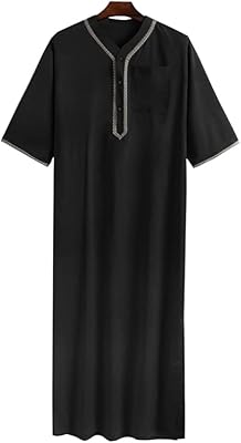 Ample dress for men, V-neck, Muslim, Thobe, Middle East, Saudi Arabia, Dubai, with pocket (Color: Black, Size: XXXXX-LARGE).. The future of Nigerian shopping is here — DIAYTAR Nigeria.