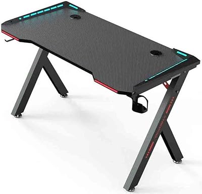 Be one play table with LED lights, 120 cm K-shaped computer desk for the house and desk with handle, cup holder and hook for headphones (black color, K shape, 120 × 60 × 74).. Enjoy stress-free shopping with affordable prices on DIAYTAR Nigeria.