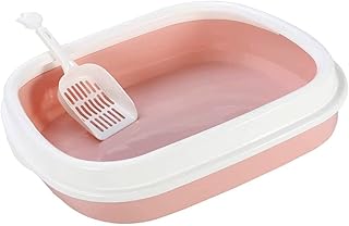 Open litter tray for cats with shovel | Large pink litter tray with easy to clean edge | Anibacterial pets for pets to eliminate odors | Litière basin for cats, small dogs and rabbits | Size (47 cm x 39 cm x 13 cm).. DIAYTAR NIGERIA: Your affordable gateway to thousands of products delivered within a week.